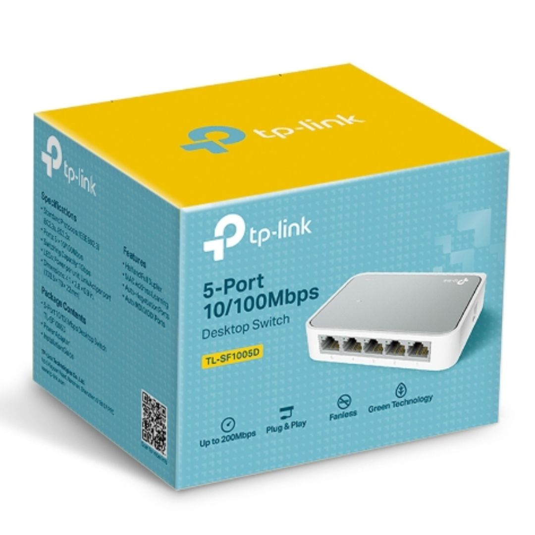TP-Link TL-SF1005D 5-port 10/100M mini Desktop Switch, 5 10/100M RJ45 ports, Plastic case, Supports Auto MDI / MDIX TP-Link TL-SF1005D 5-port 10/100M mini Desktop Switch, 5 10/100M RJ45 ports, Plastic case, Supports Auto MDI / MDIX